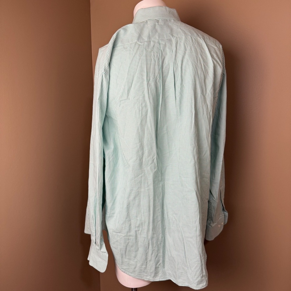 Peter Millar Crown Finish White Green Gingham Button-Down Shirt Size XL - Picture 4 of 10